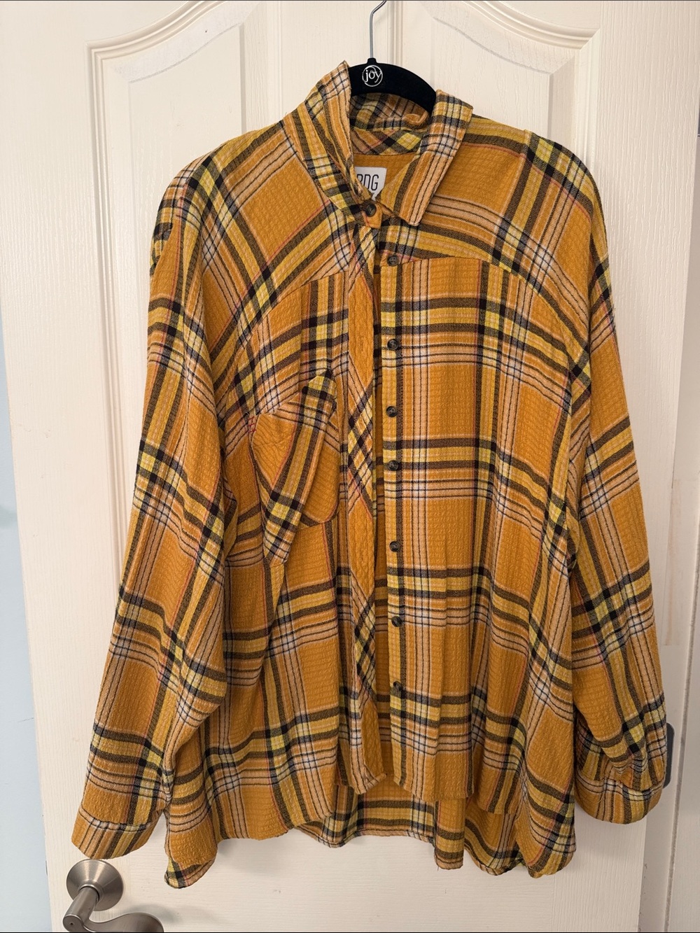 BDG Mustard and Black Plaid Shirt